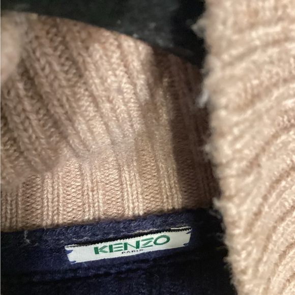 Kenzo Blue and Cream Cowl Turtleneck Sweater - Picture 3 of 3
